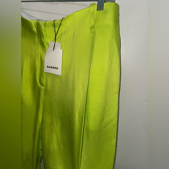 Sandro Paris Deauville Pleat Wide Leg High Waist Pants - Picture 2 of 12